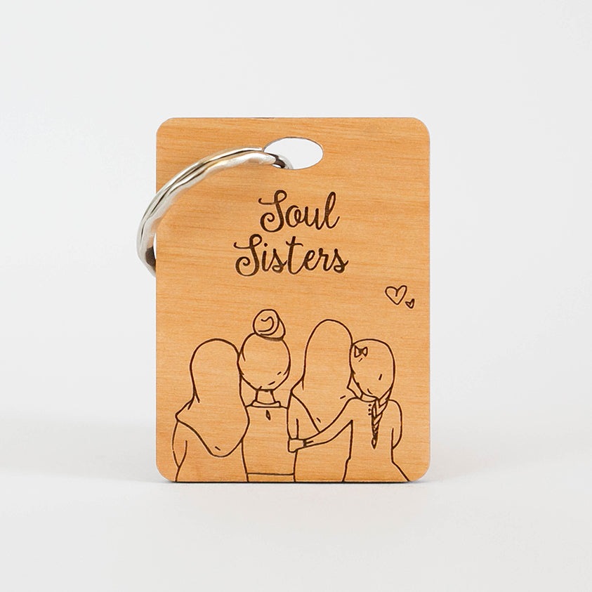 Zed&Q Islamic Product Soul Sister Keyring Wooden Keyring