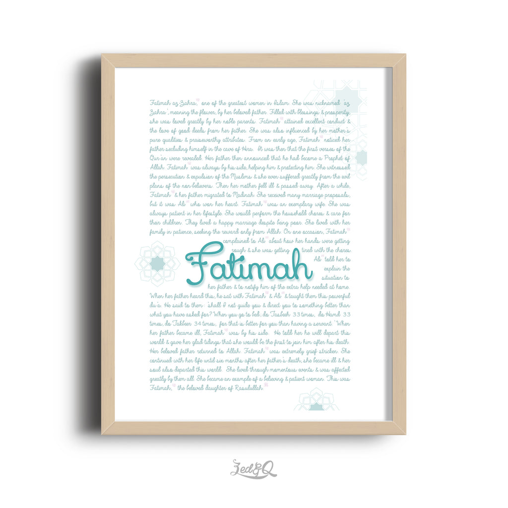Zed&Q Islamic Product Story of Fatimah Print